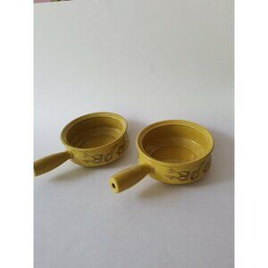 SMI Japan yellow retro soup bowls with handles. Good condition.